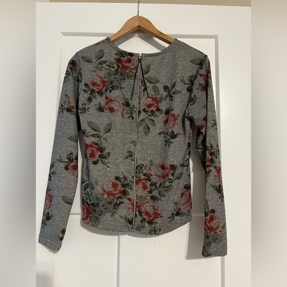 Gray Sweatshirt with Floral Print - Picture 2 of 3
